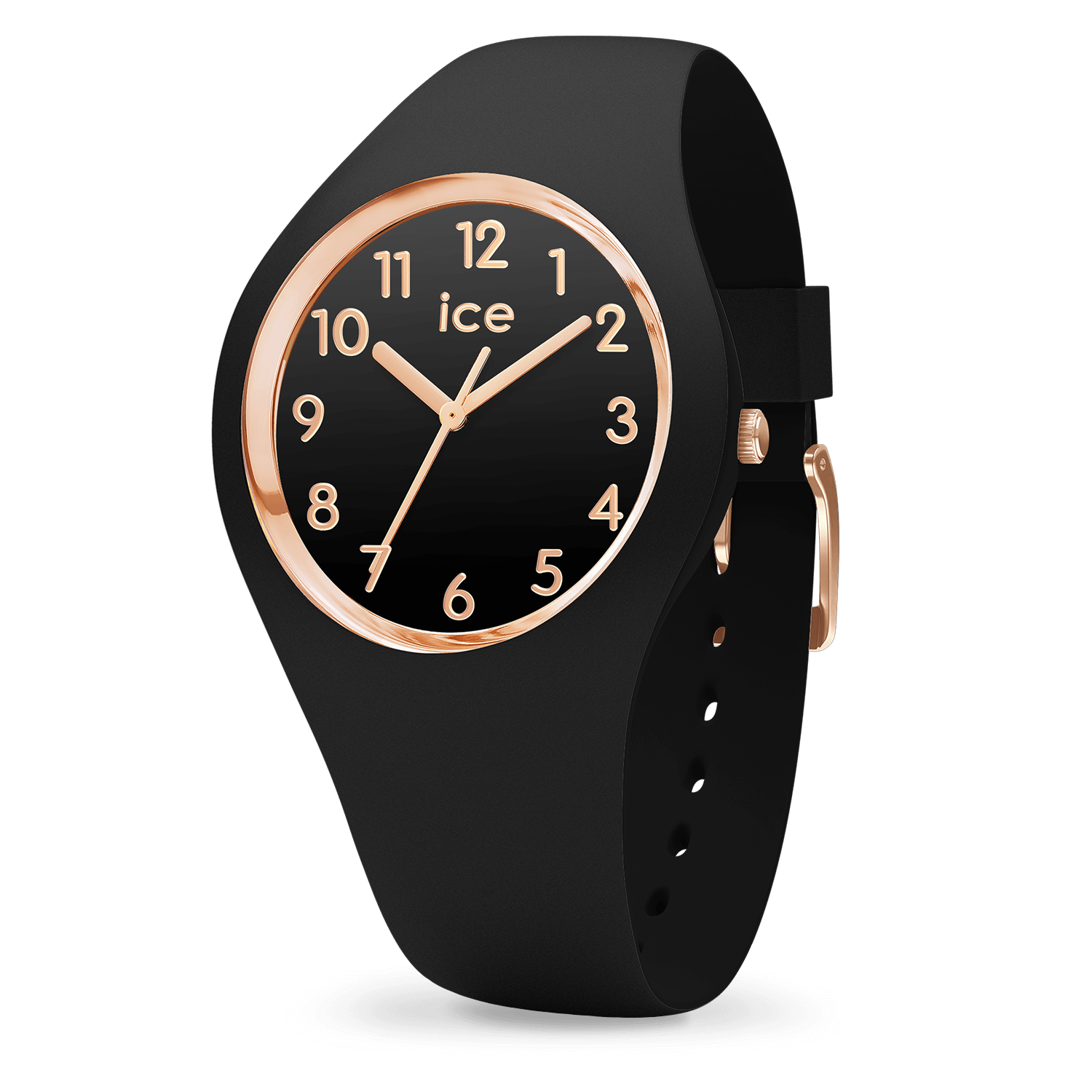 Ice Glam Zwart Roze Goud Nummers S Horloge