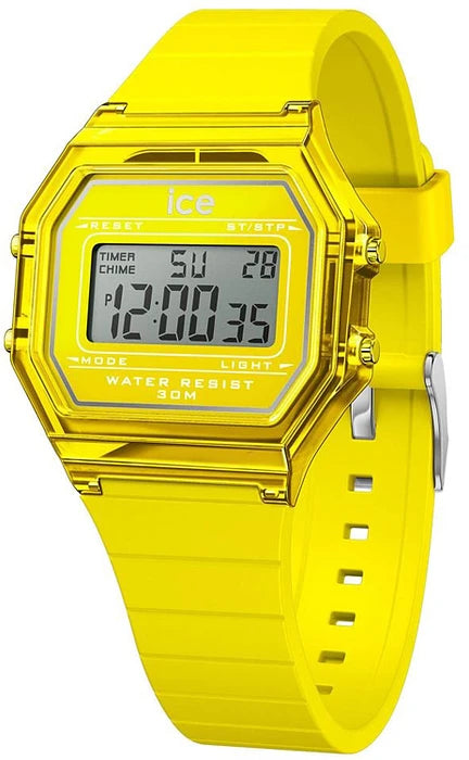 Ice Digit Retro Horloge - Elektrisch Geel Clear S 