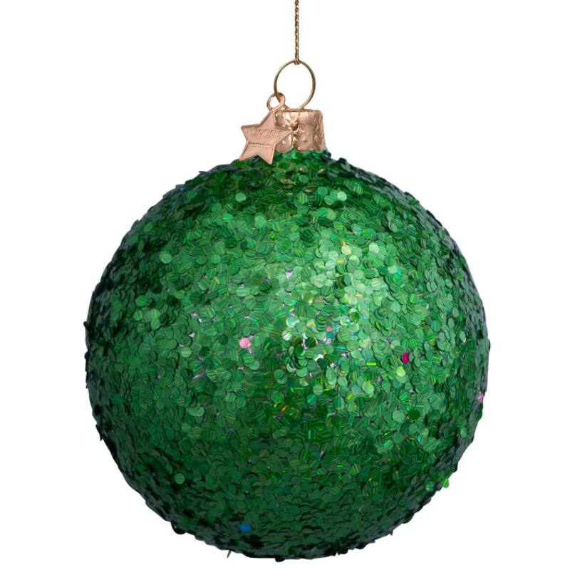 Green hologram glitters allove Christmas ball