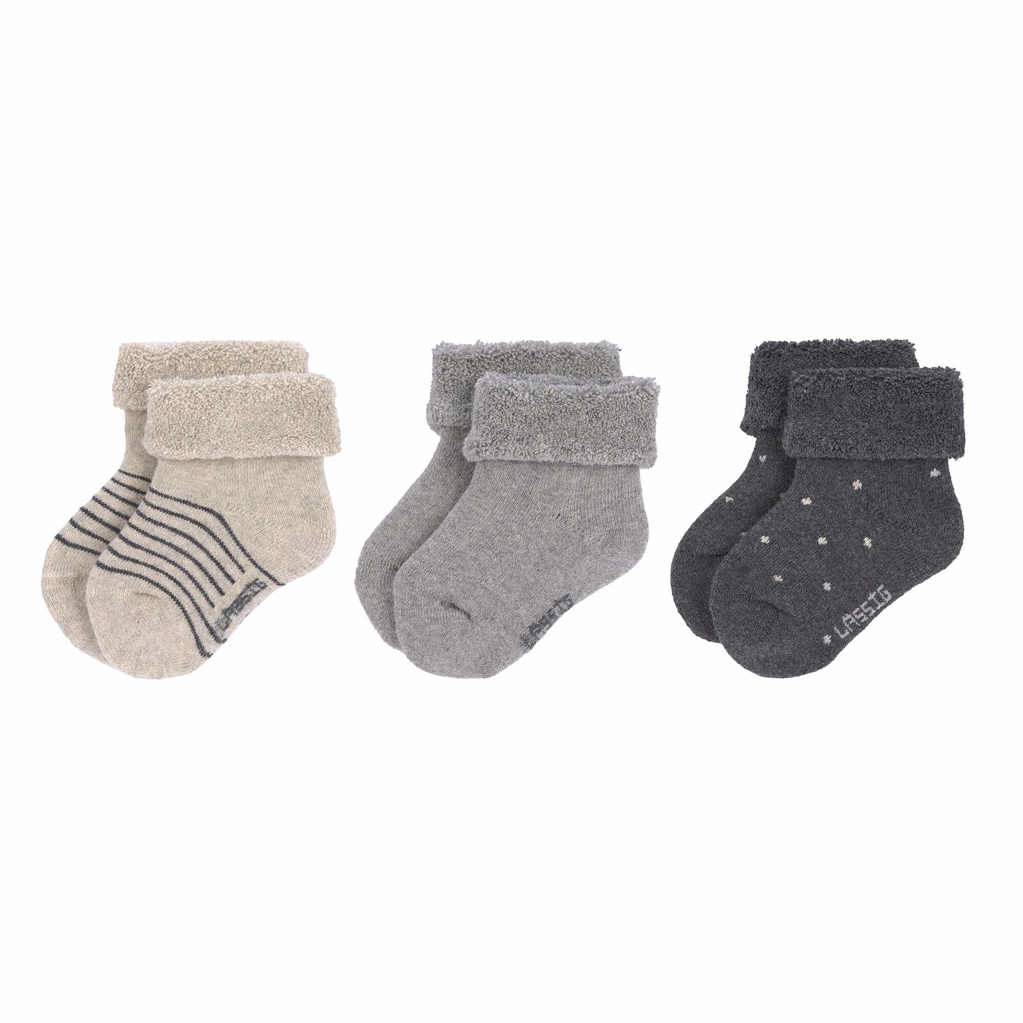 Lot de 3 chaussettes bébé GOTS Gris