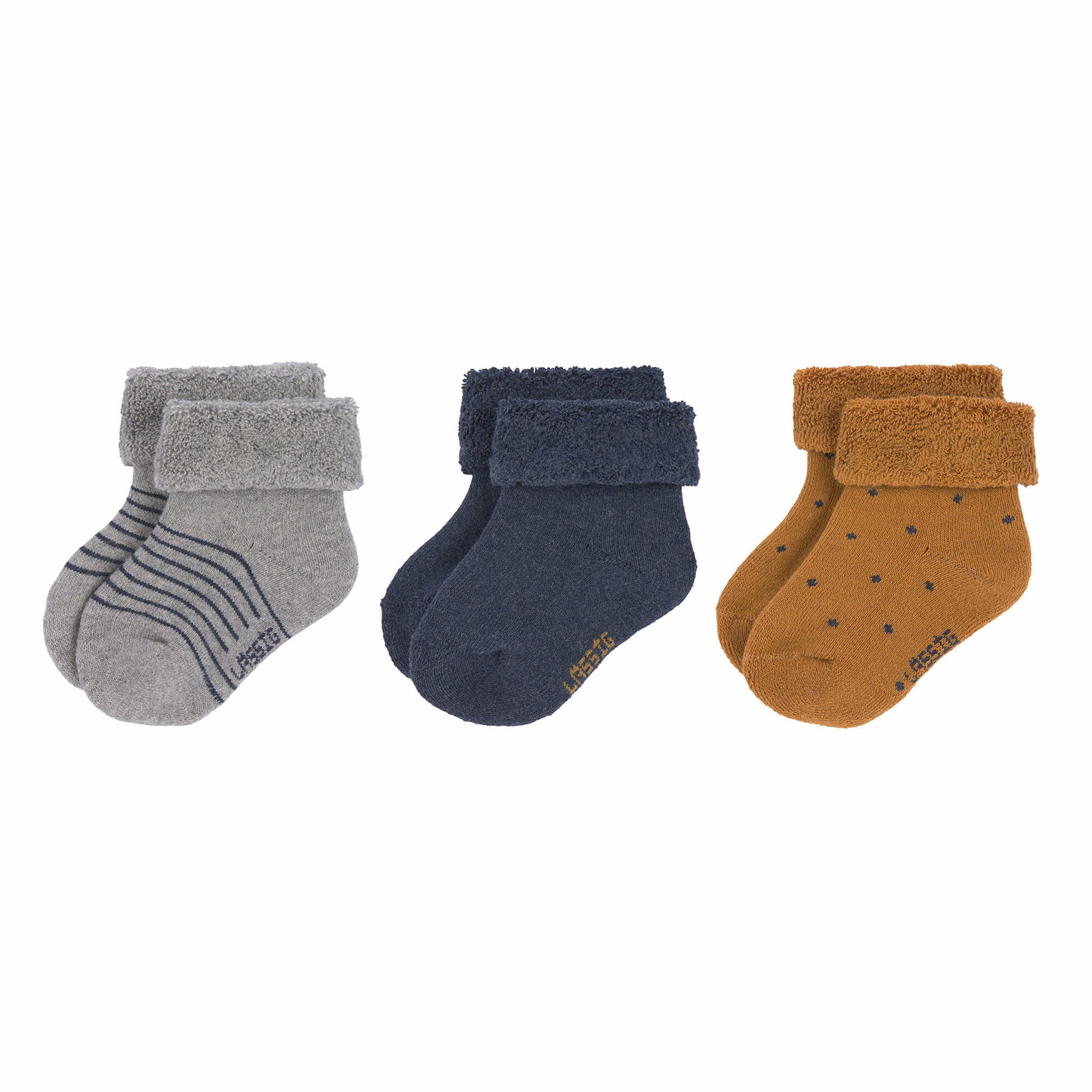 Lot de 3 paires de chaussettes bébé GOTS bleu