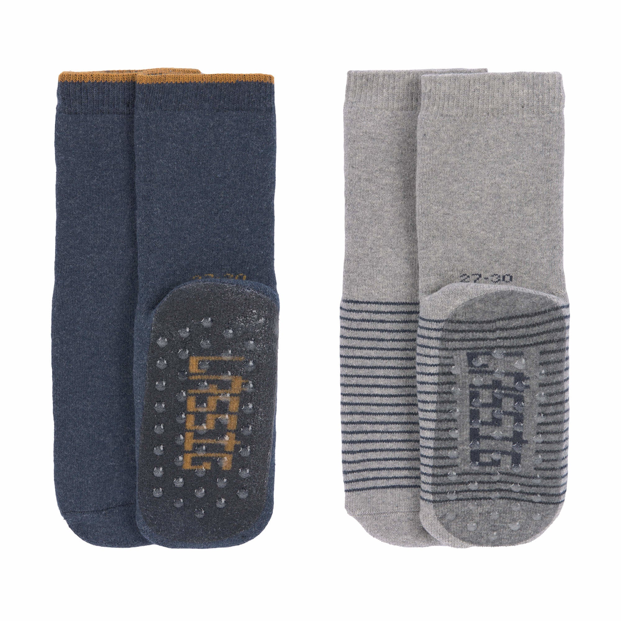 set of 2 anti-slip socks bleu/gris bleu/gris