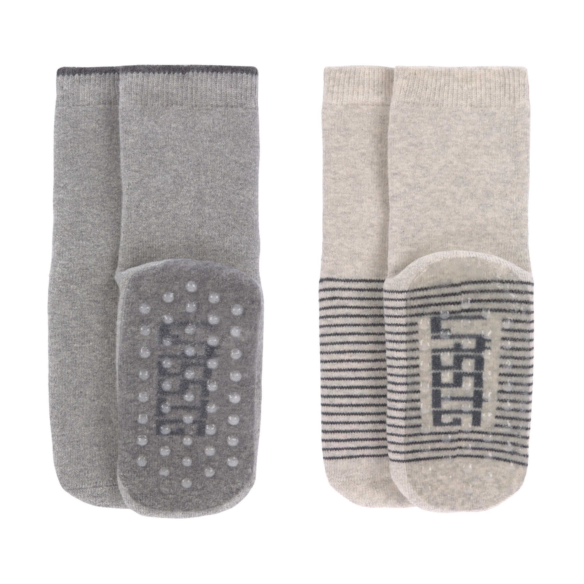 lot de 2 chaussettes antidérapantes gris/beige