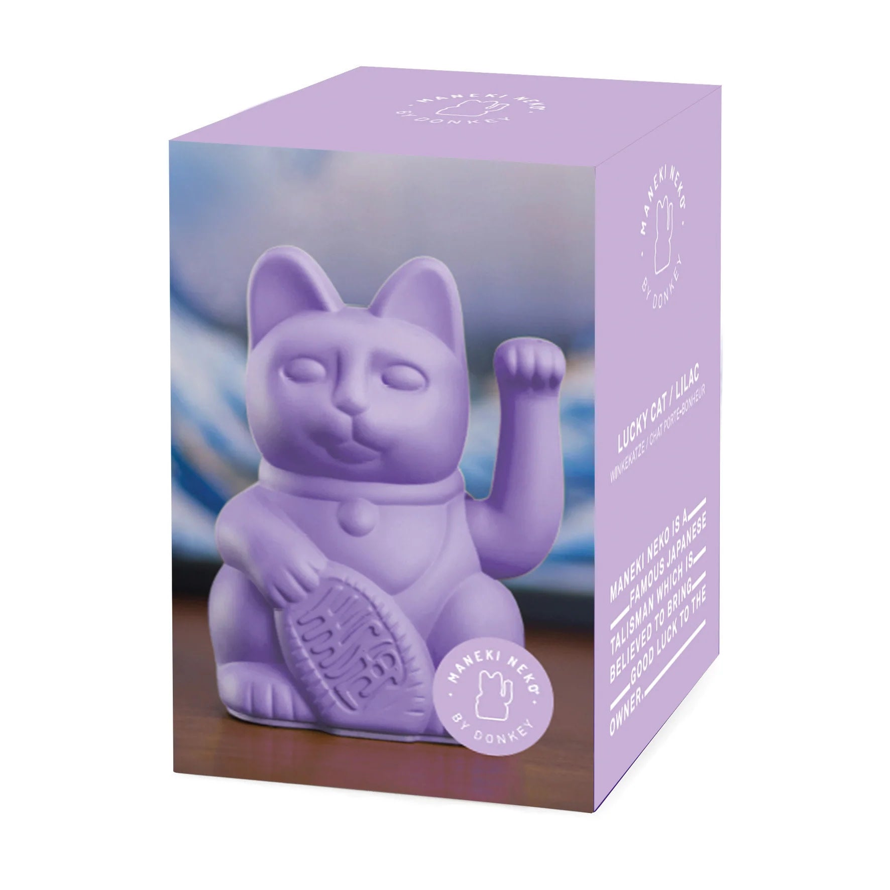 Chat Porte-bonheur Maneki Neko Lilas