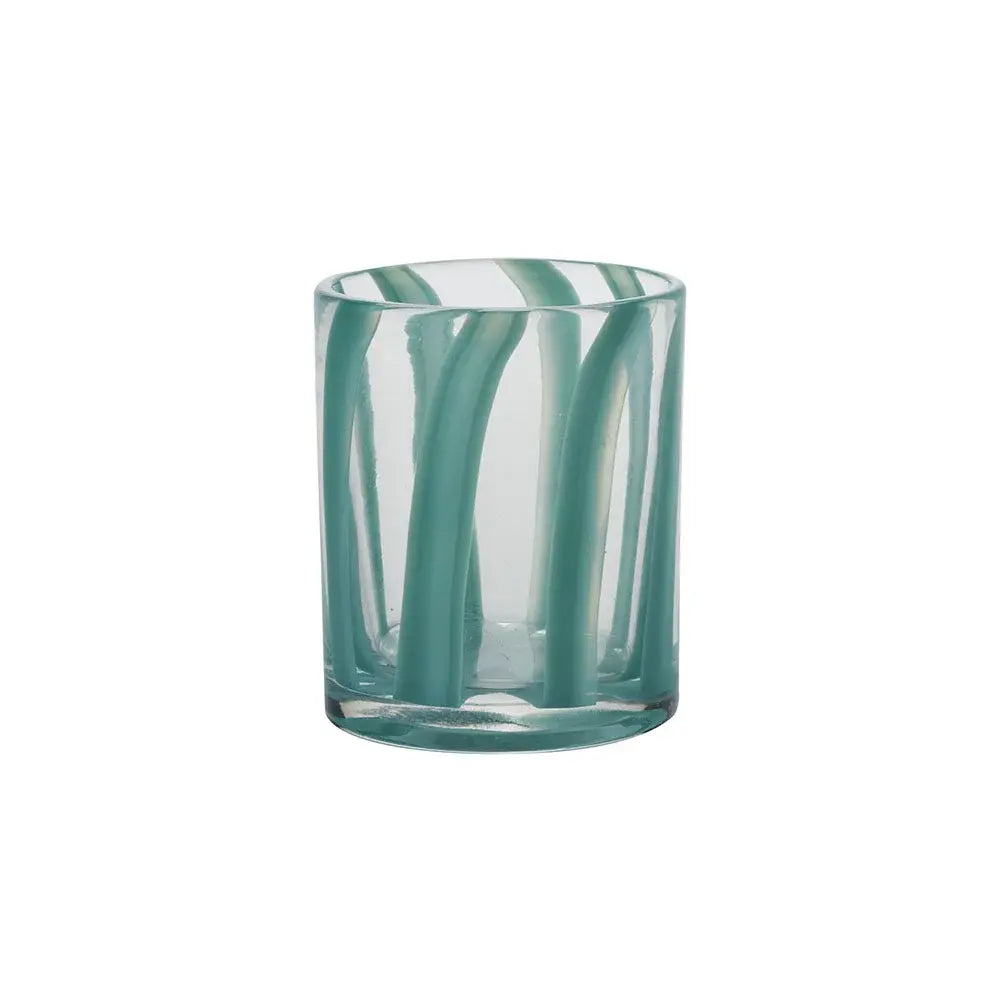 Glass Tumbler - Turquoise Stripes 