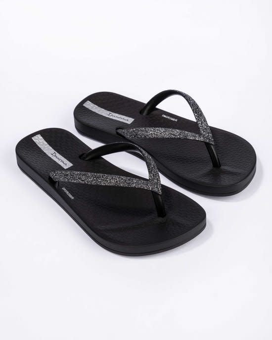 Anatomic Lolita Kids Flip Flops - Black Glitter 