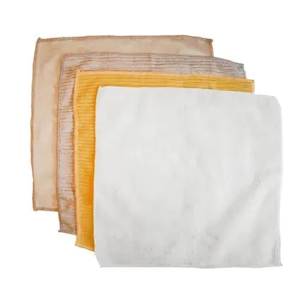 Set of 4 yellow and grey microfiber cloths