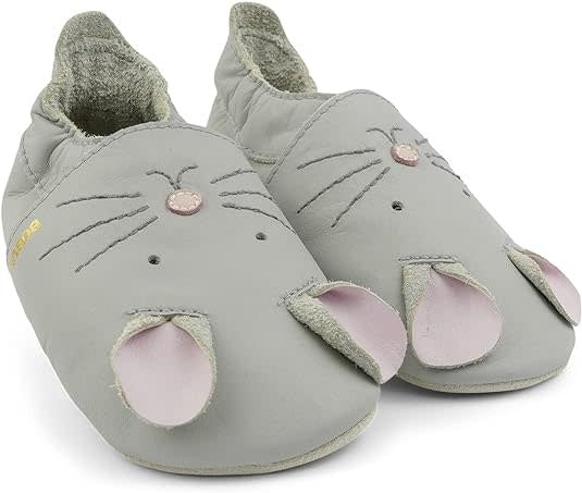 Chaussons en cuir souple Souris grise