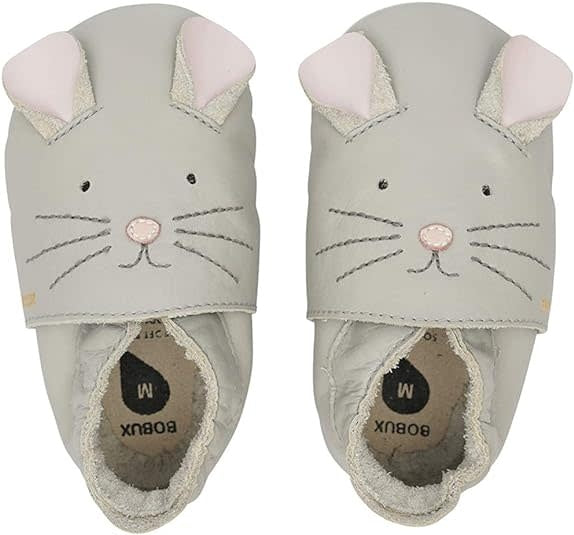 Chaussons en cuir souple Souris grise