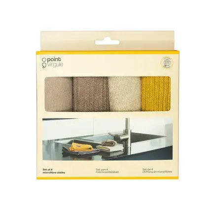 Set de 4 chiffons en microfibres jaune et gris