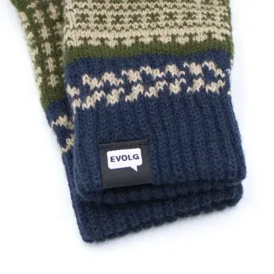 Tactile Gloves - Flower Khaki, Beige & Blue 