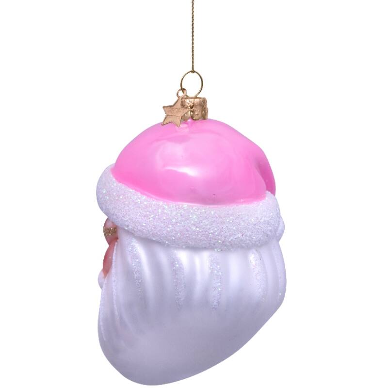 Pink Santa w/Heart Glasses Christmas Ball