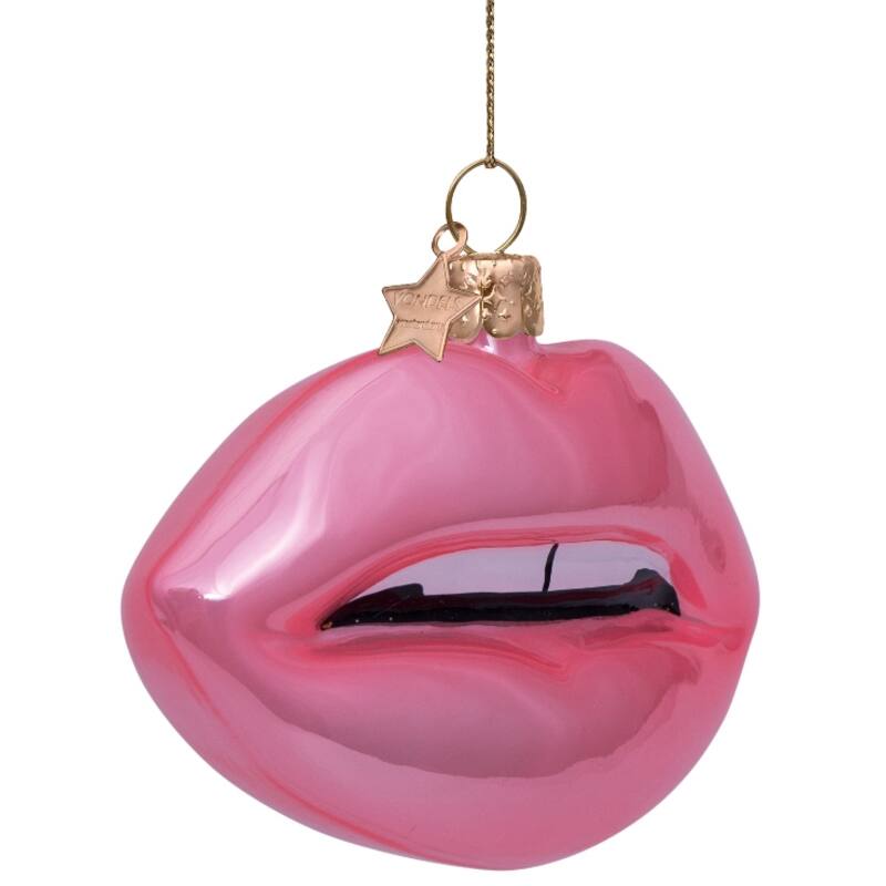 Soft pink opal sensual lips christmas ball