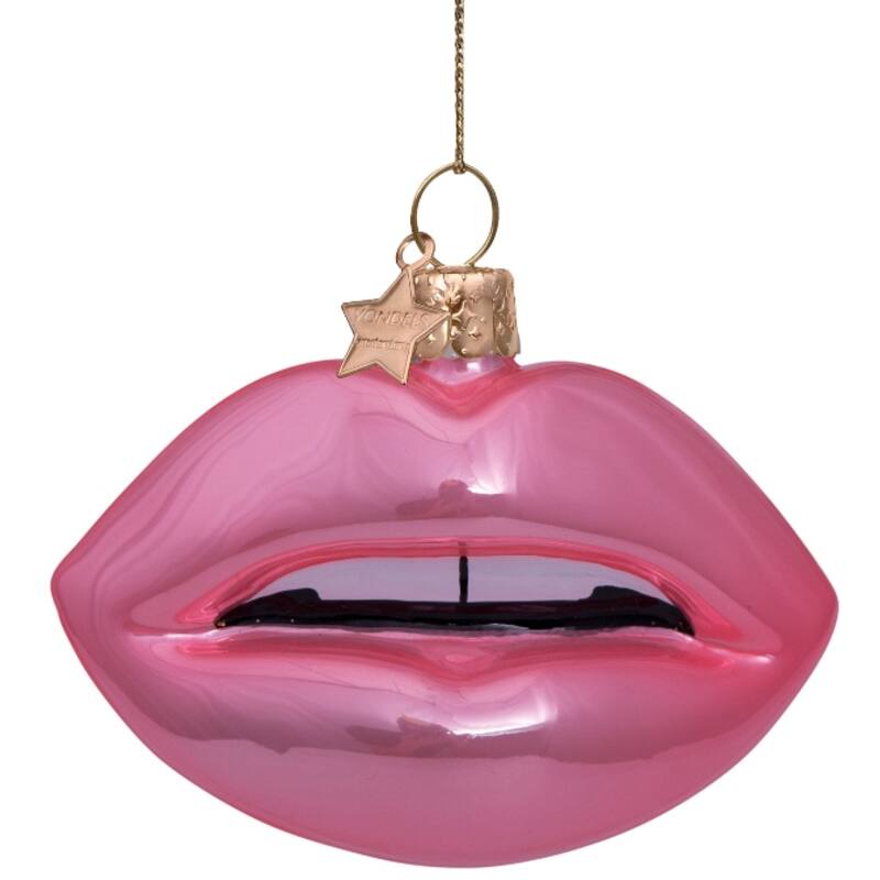 Soft pink opal sensual lips christmas ball