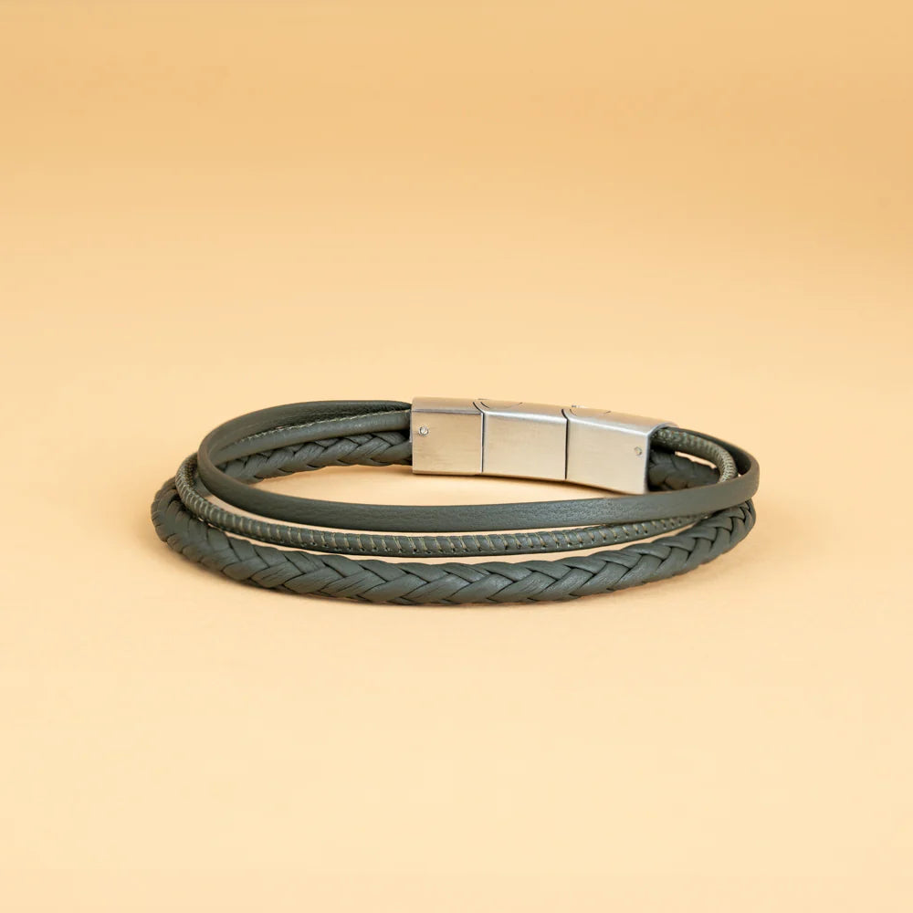 Leather Bracelet - Arte Green Triple