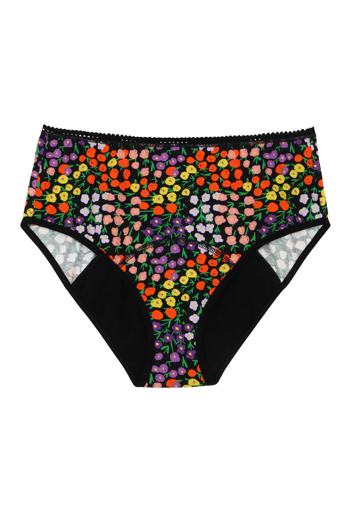 Culotte Menstruelle Taille Haute Flux Abondante Disco Flower