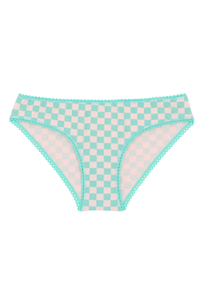 Organic Cotton Panties Checkerboard Pink and Mint