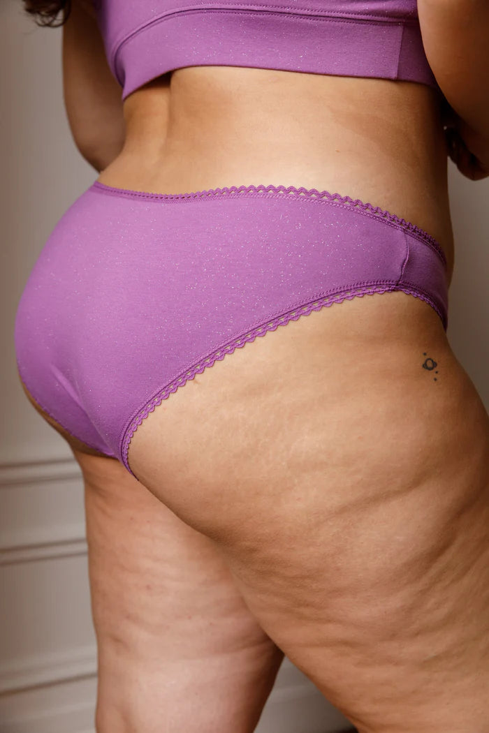 Culotte classique en coton bio  Paillettes violet