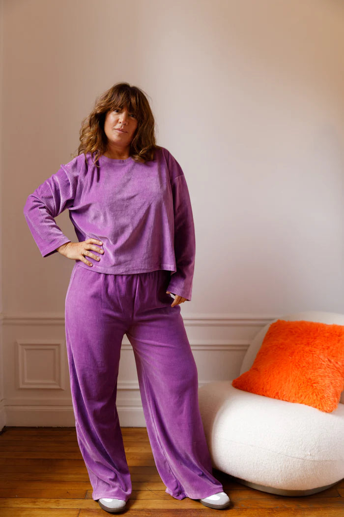 Ensemble velours Fluide en coton bio violet