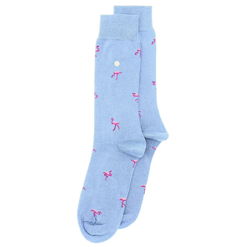 Socks - Pink Flamingo - Light Blue