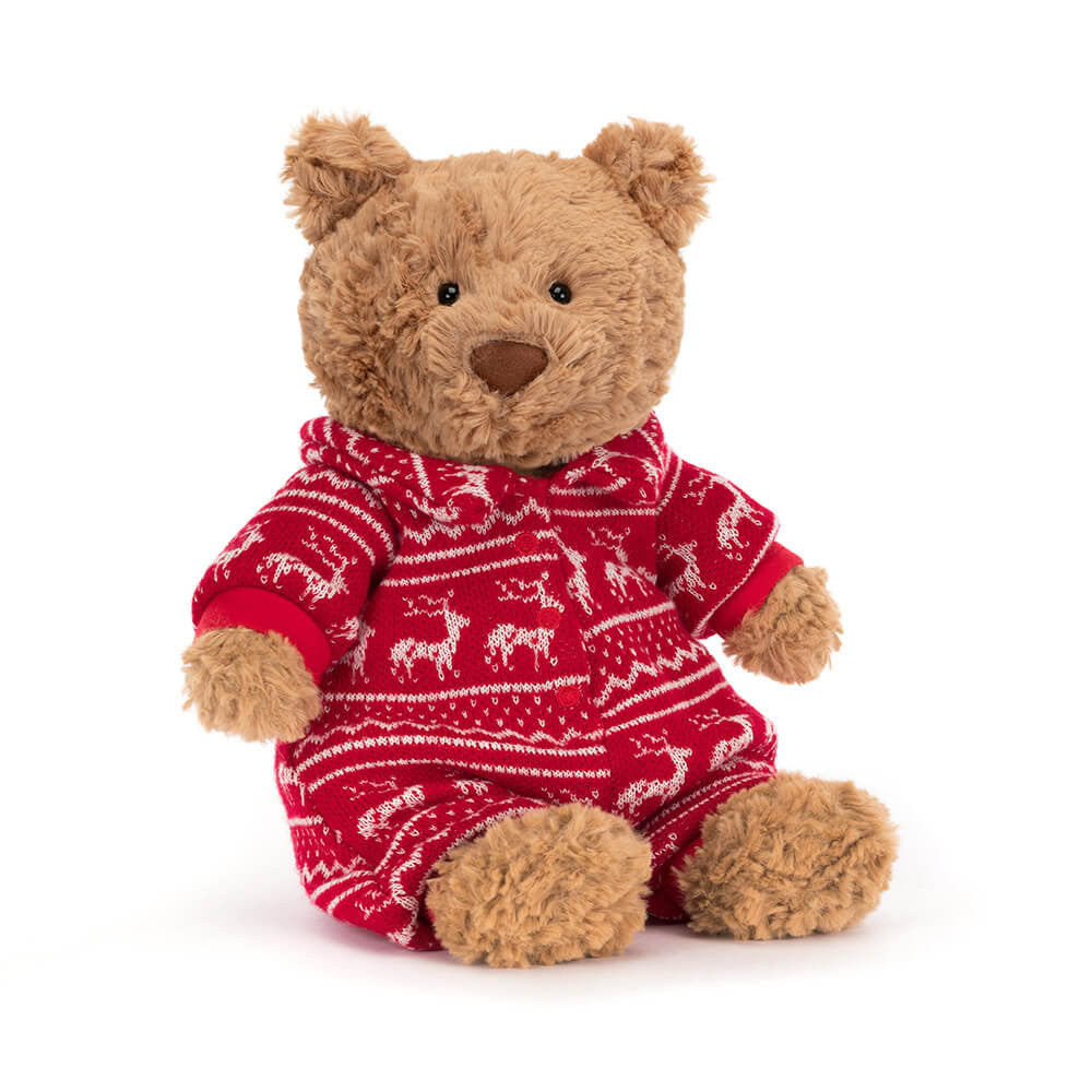 Bartholomew Bear Plush Wears Winter Pajamas