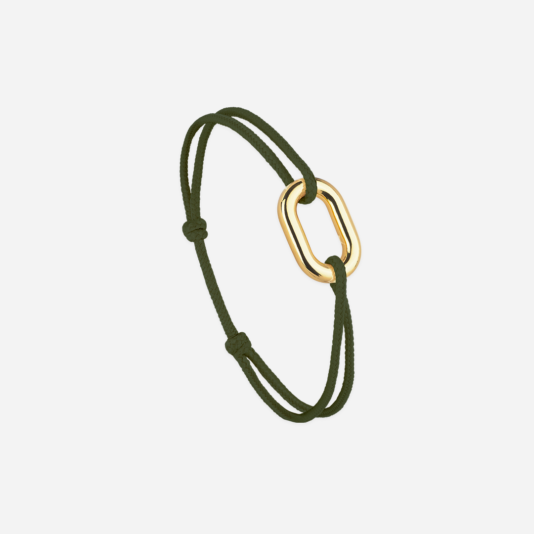 Schakelarmband - Kaki/gouden katrol