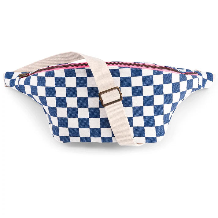 Ecru checkerboard fanny pack Blue - Rose in April