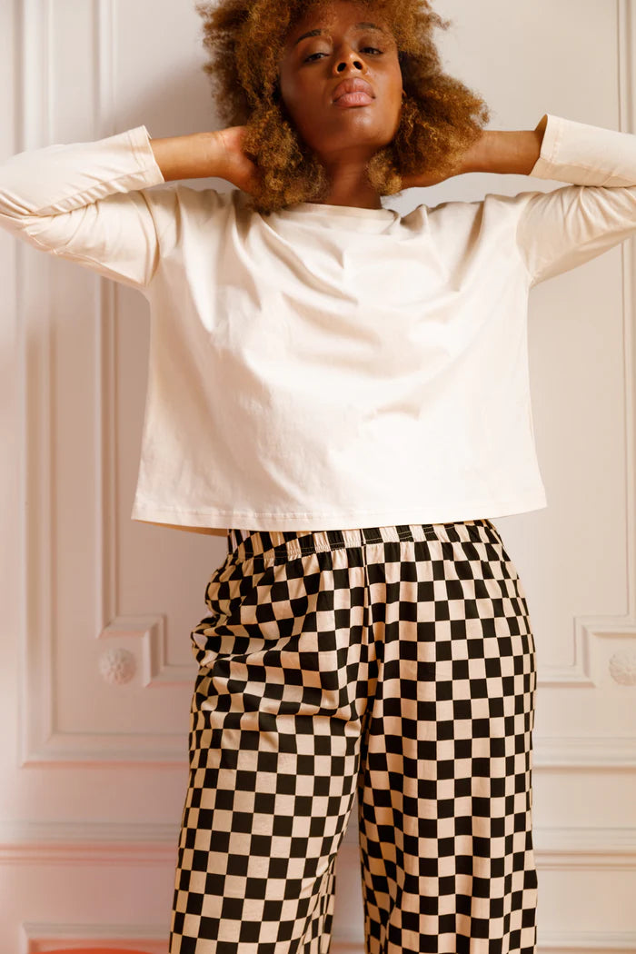 Pyjama long en coton bio Damier