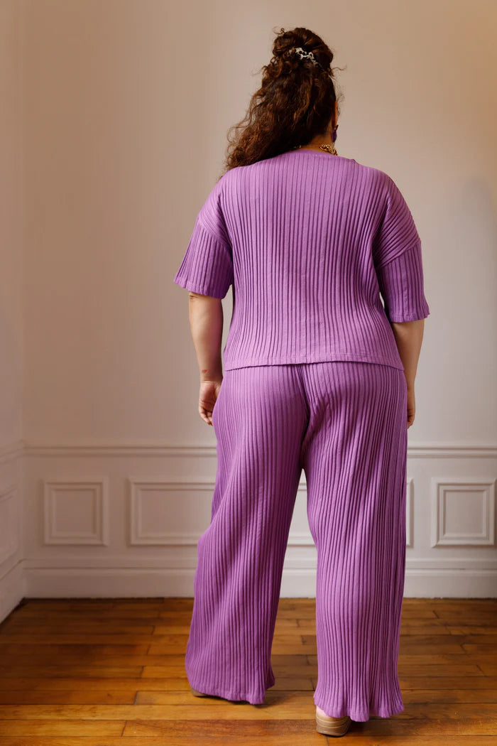 Ensemble plissé en coton bio Violet