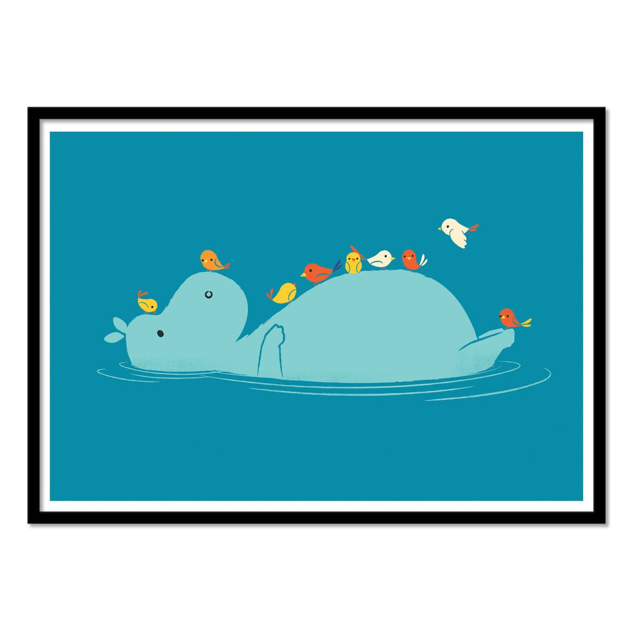Jay Fleck Poster - Floating Hippo