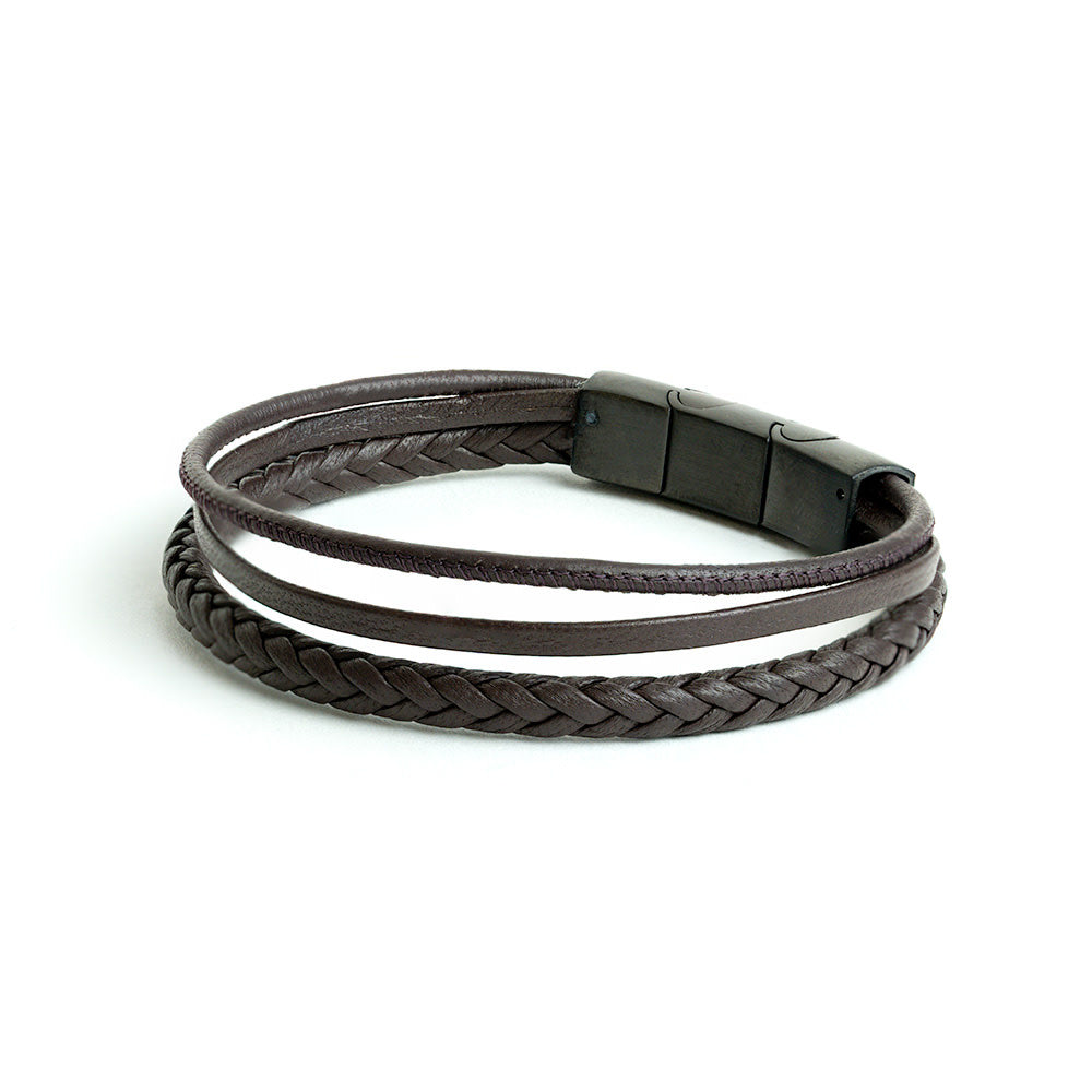 Leather Bracelet - Arte Brown Triple 