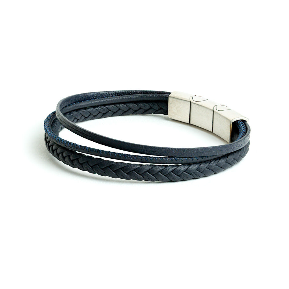 Leather Bracelet - Arte Blue Triple 