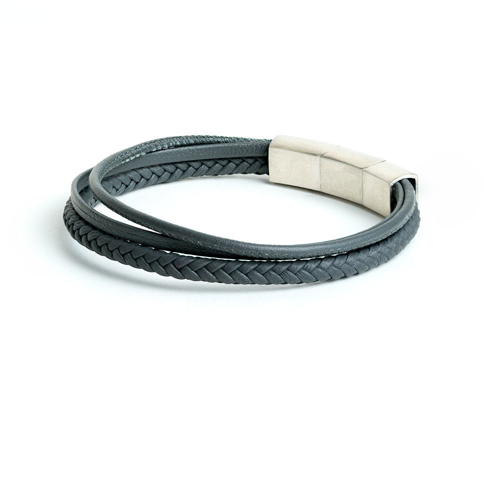 Leather Bracelet - Arte Grey Triple 