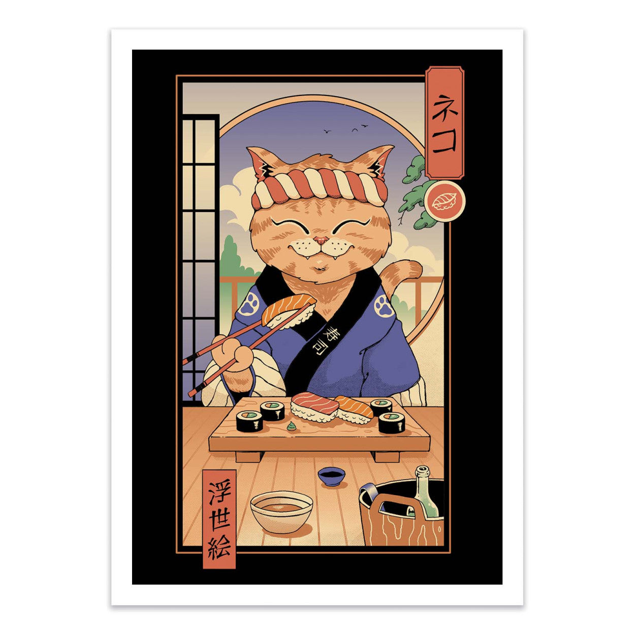 Sushi cat in Edo poster