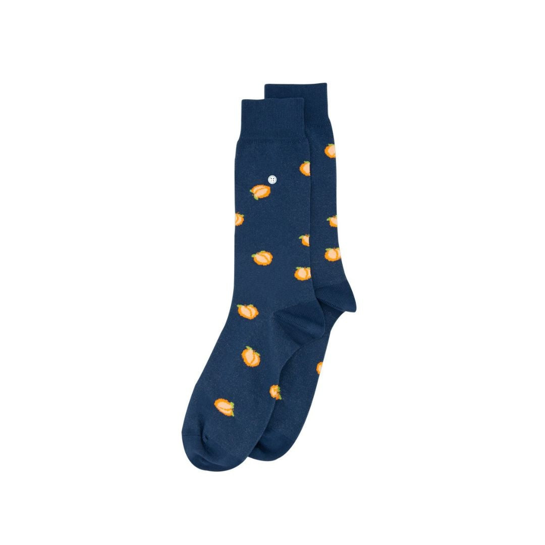 Navy Blue Peach Socks 