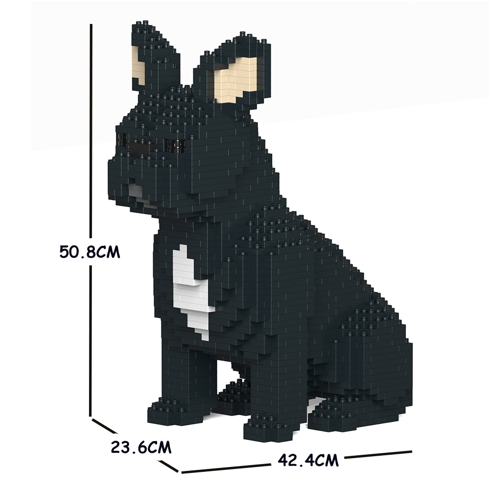 Bouwset Zwarte Franse Bulldog Zittend Grote maat