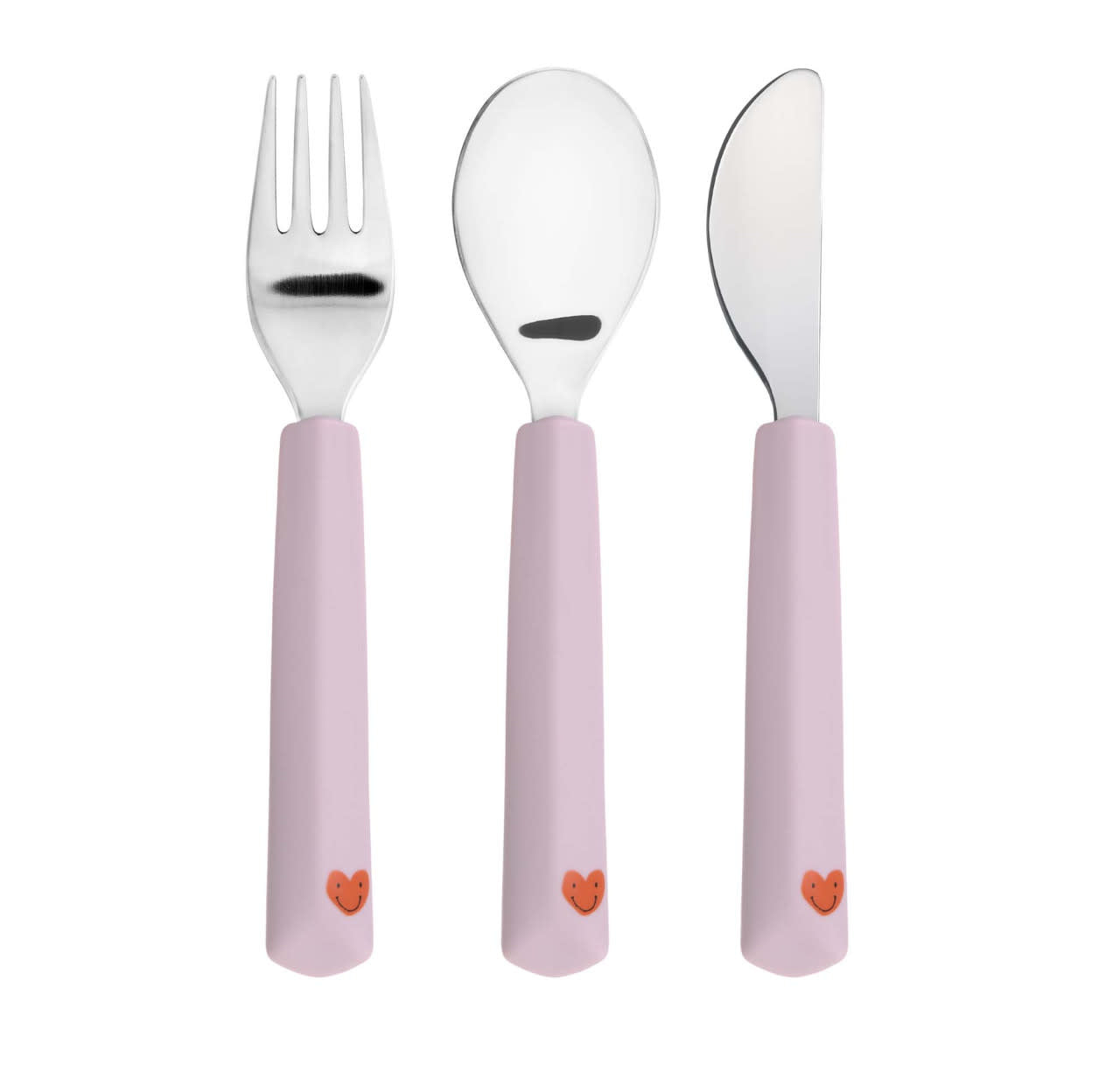 Silicone cutlery with lavender heart handle 3 pieces 