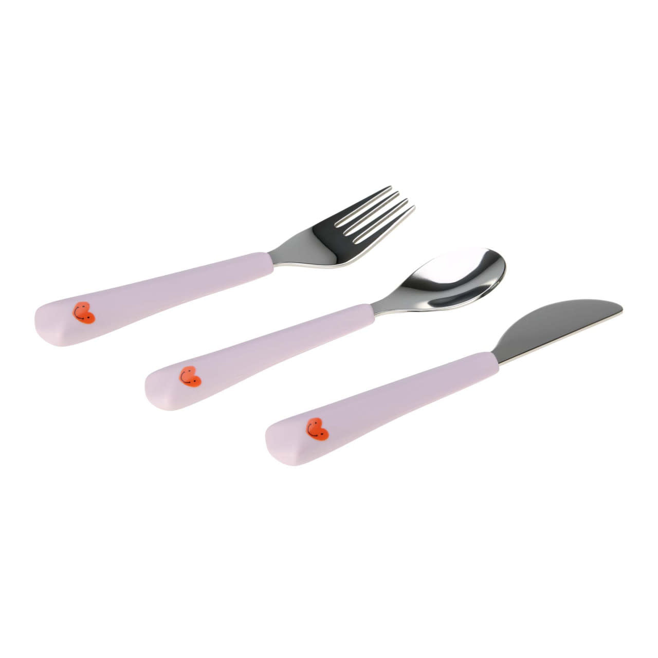 Silicone cutlery with lavender heart handle 3 pieces 