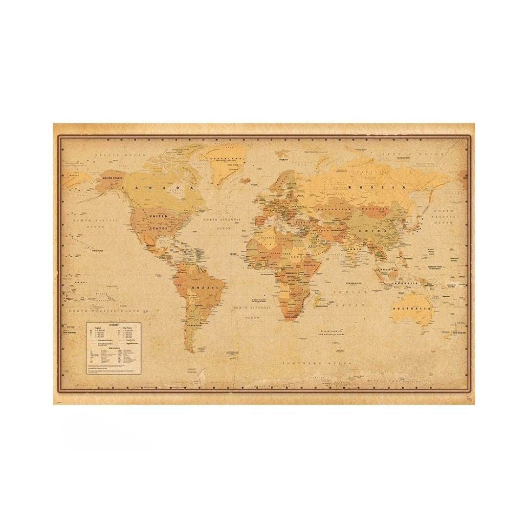 Poster Carte Vintage du Monde 21 Harper Collins