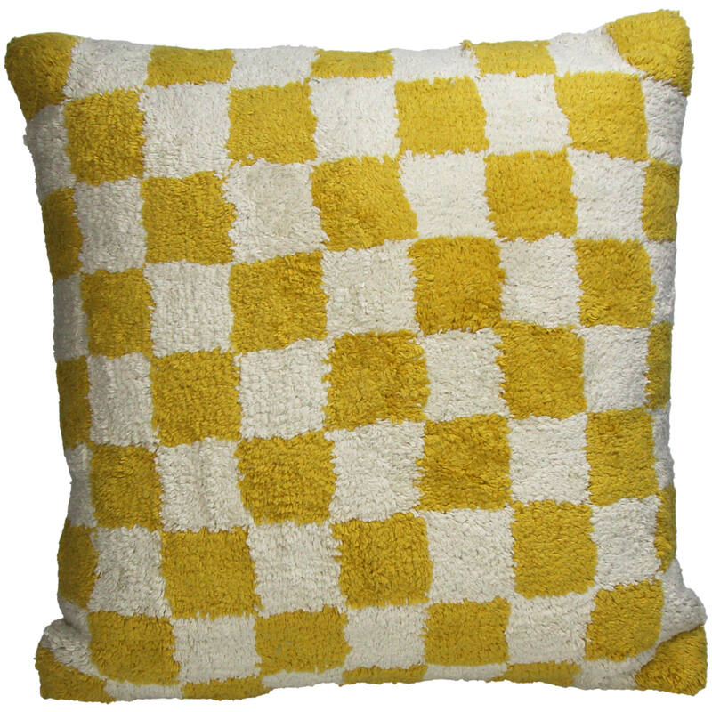 Coussin - Carreaux Jaune & Blanc