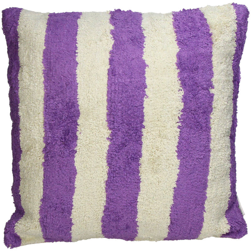 Coussin - Rayures Lilas & Blanc