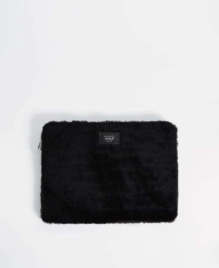 13" and 14" Laptop Sleeve - Black Forest Faux Fur