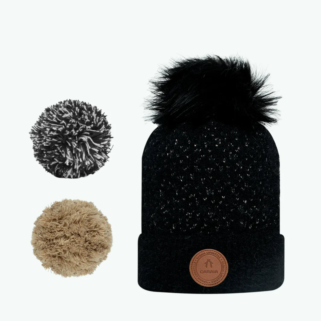 Angel Face Black Fleece Beanie