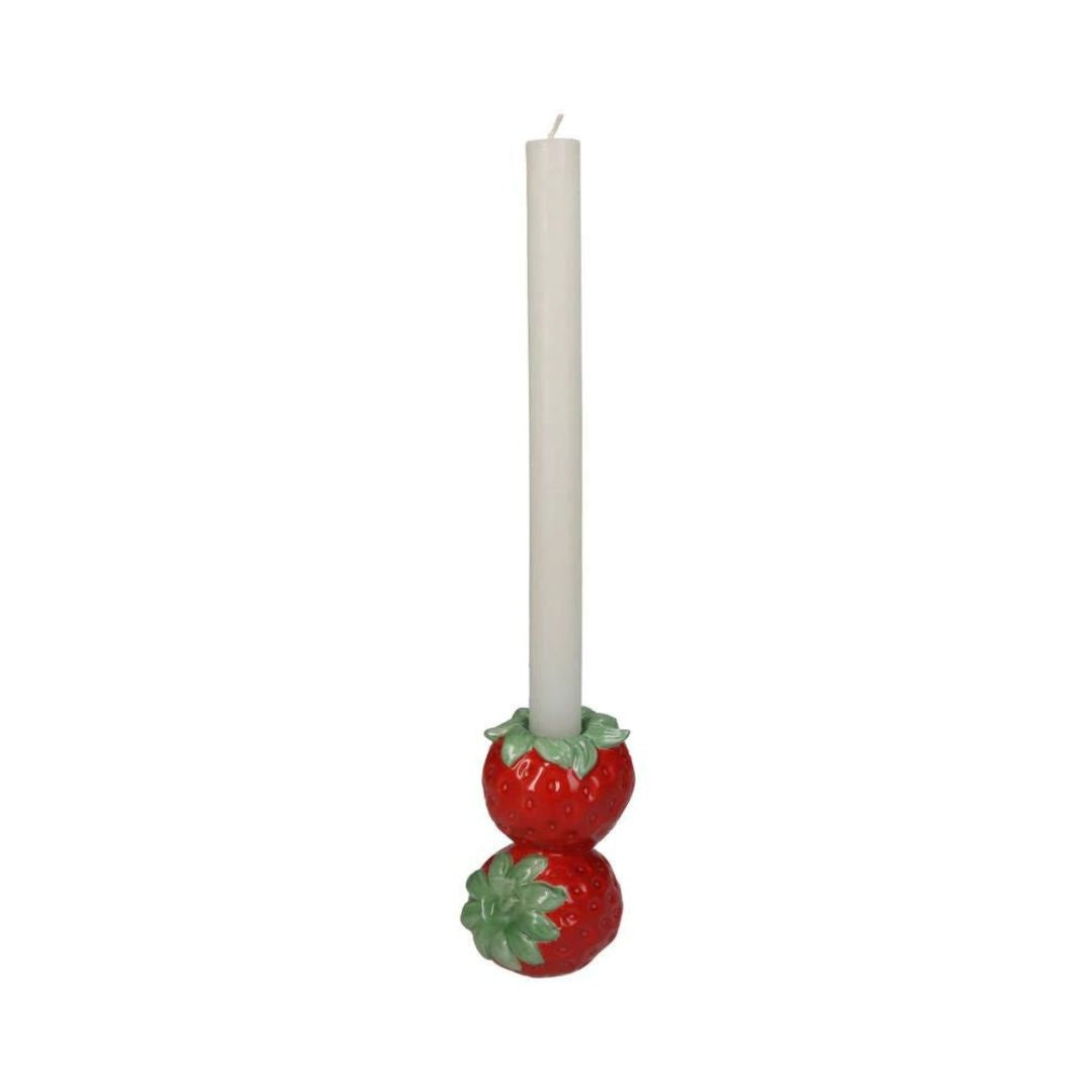 Earthenware Candleholder - Duo of Strawberries 