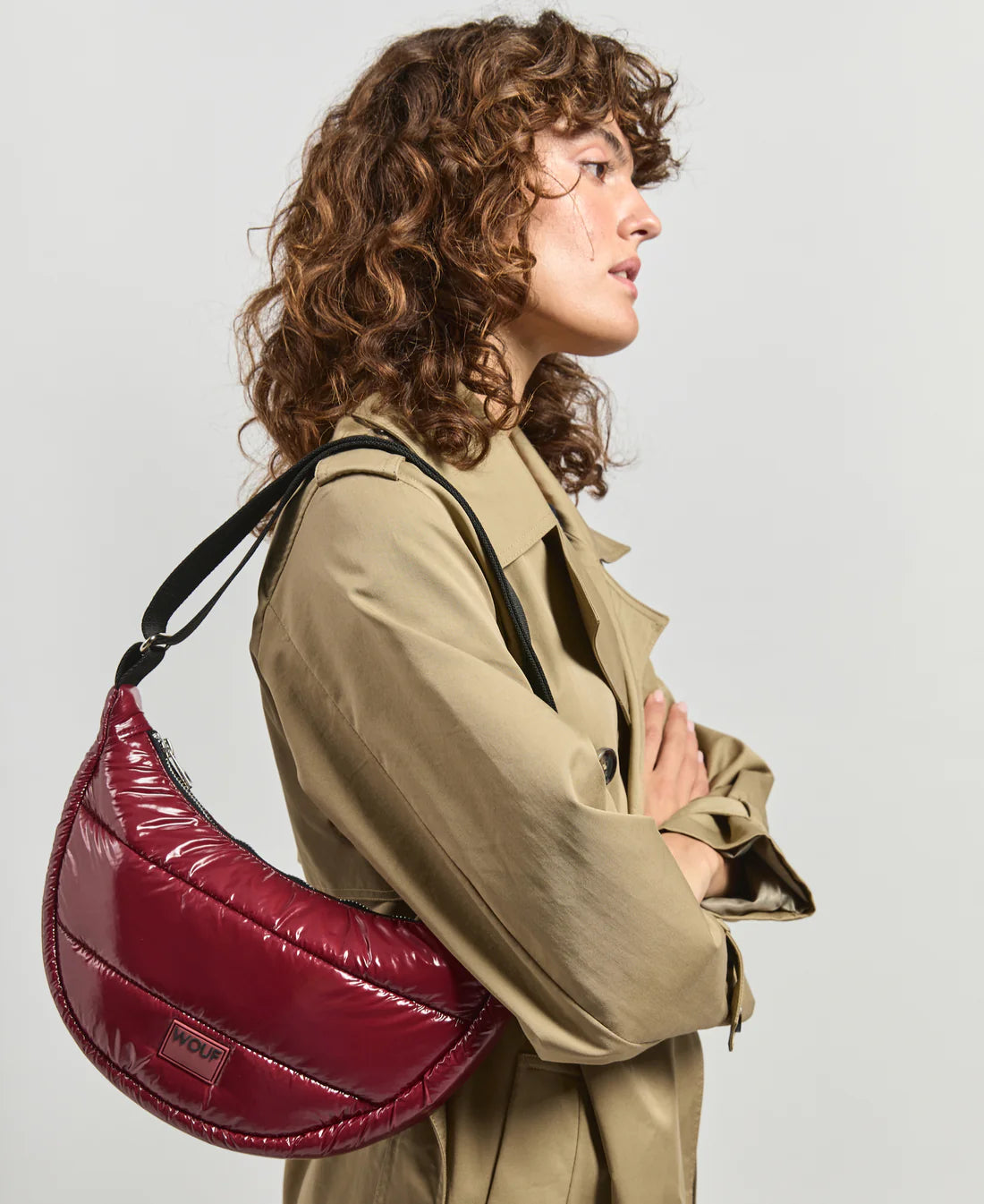 Quilted Crossbody Bag - Glossy Burgundy