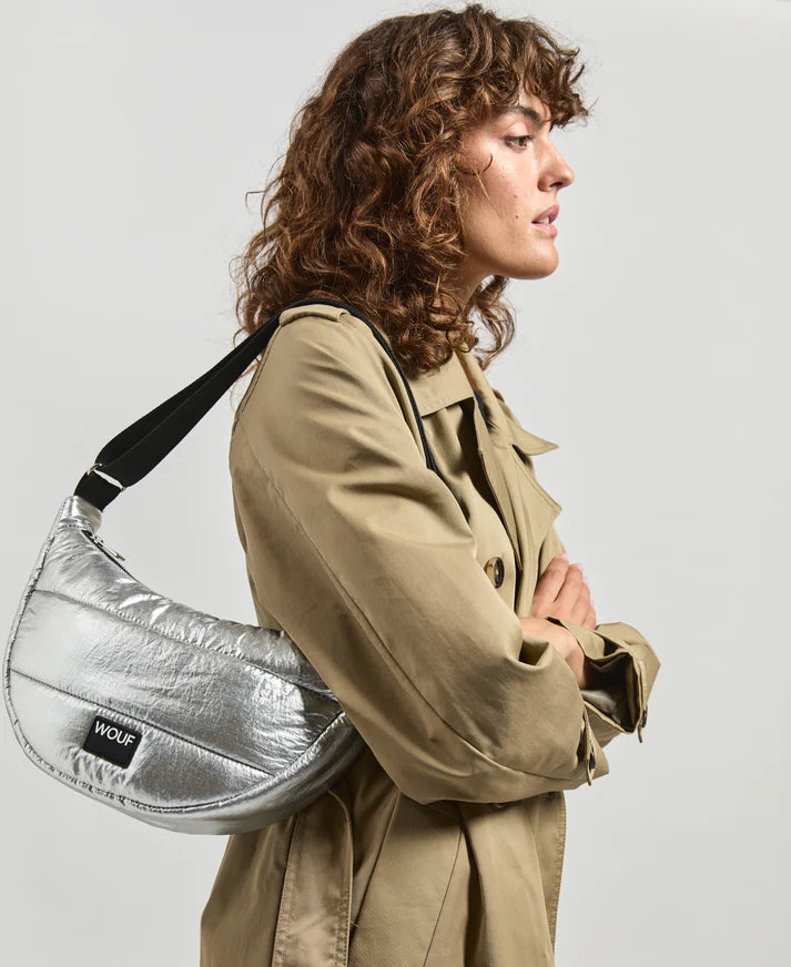 Quilted Crossbody Bag - Glossy Silver