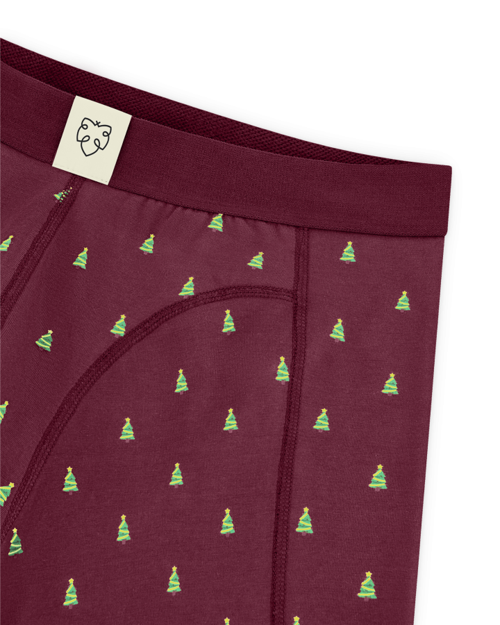 Boxer - Xmas Trees Burgundy