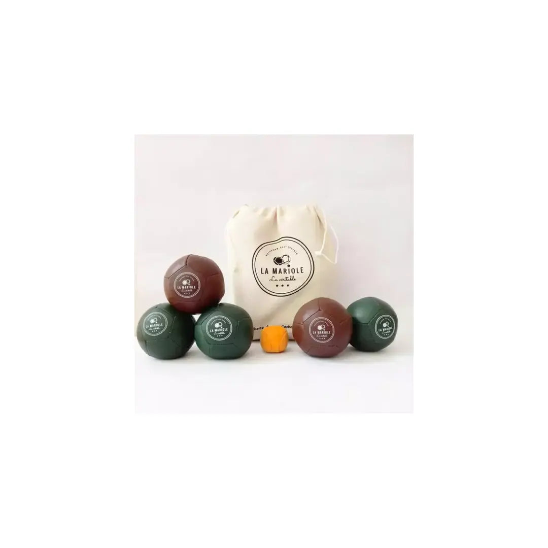 Boules de Pétanque La Mariole Pack Cuir Recyclé Cognac & Vert