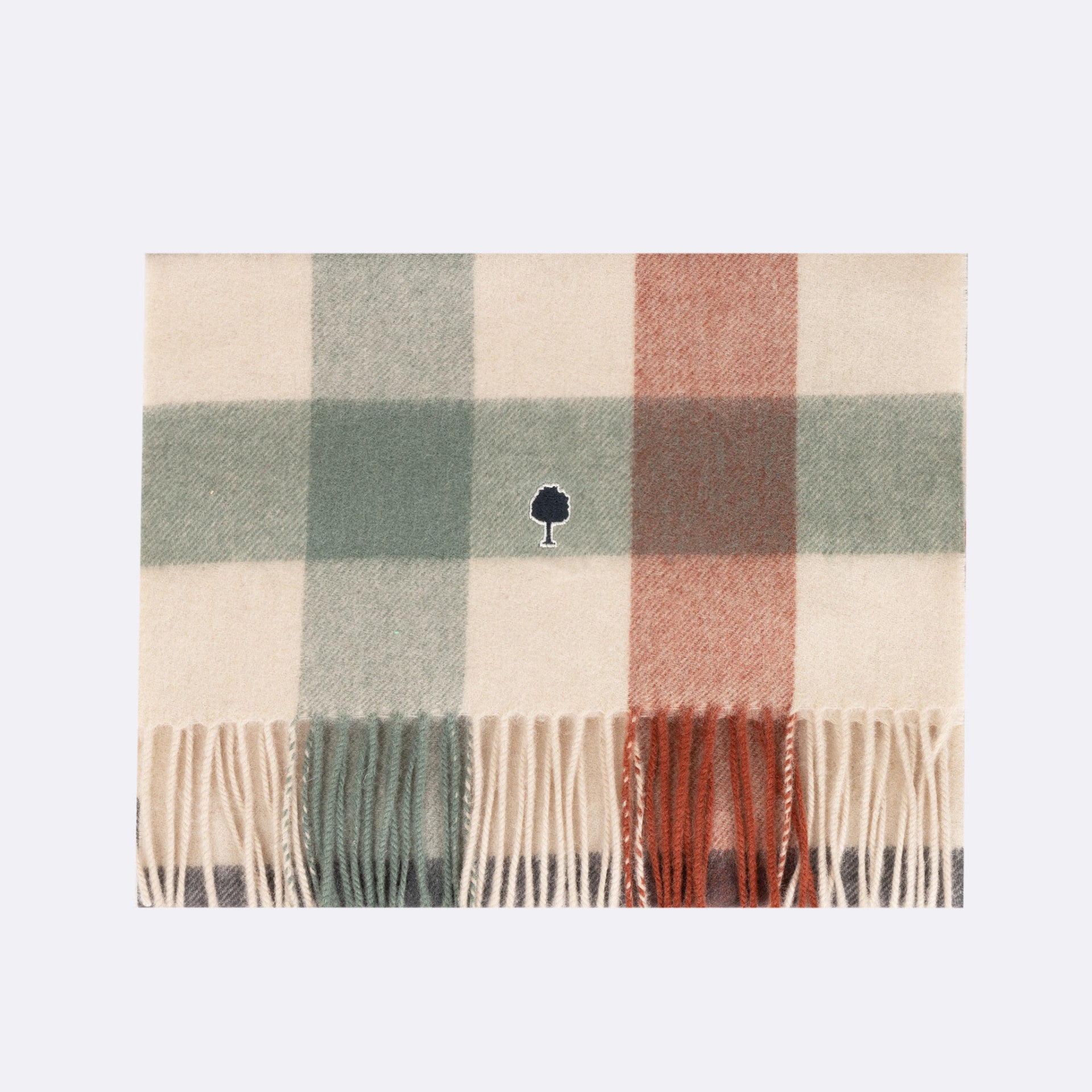 Wool Scarf - Ecru Checked Scarf