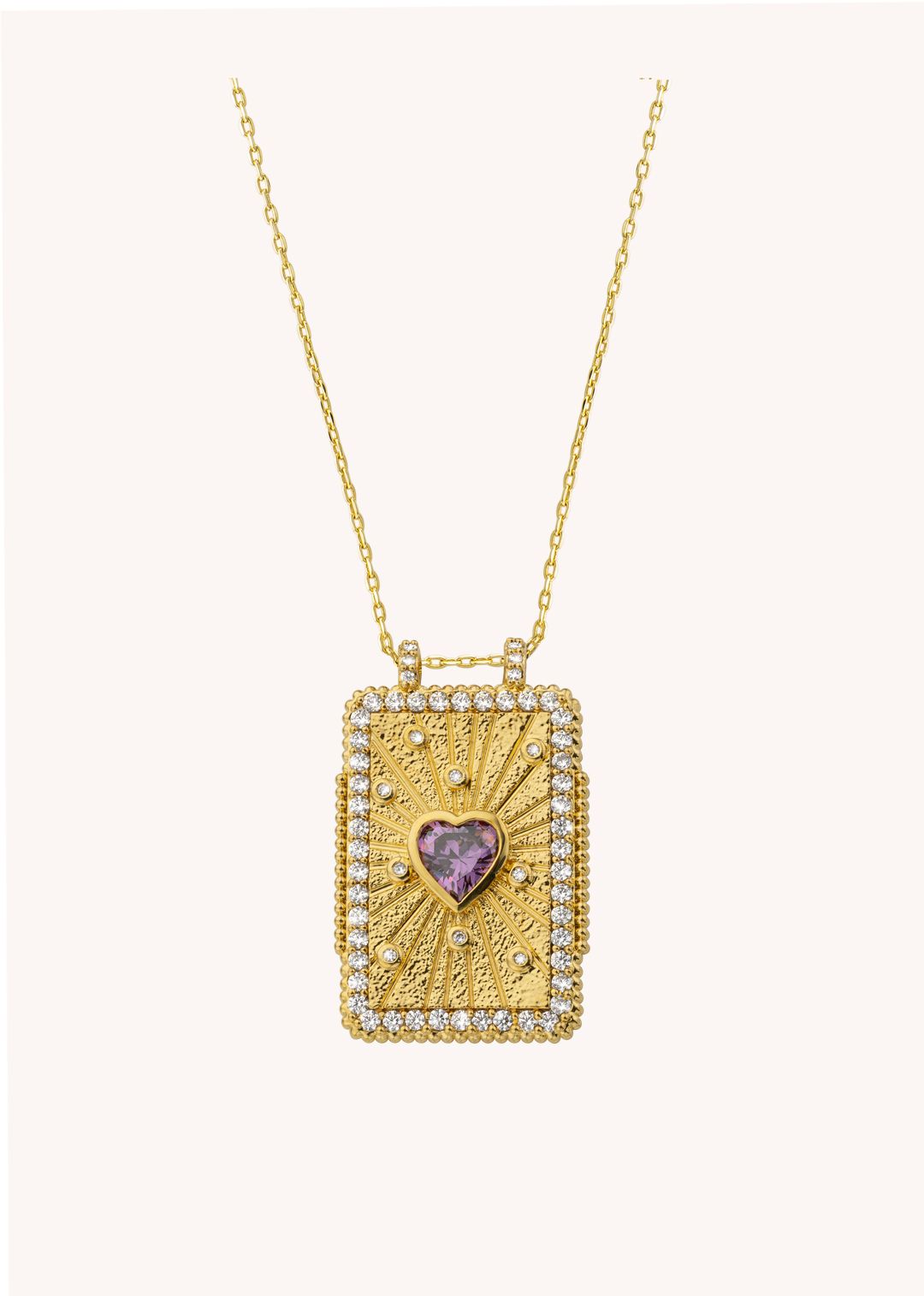 Necklace - Amethyst Heart Bohemian Gold